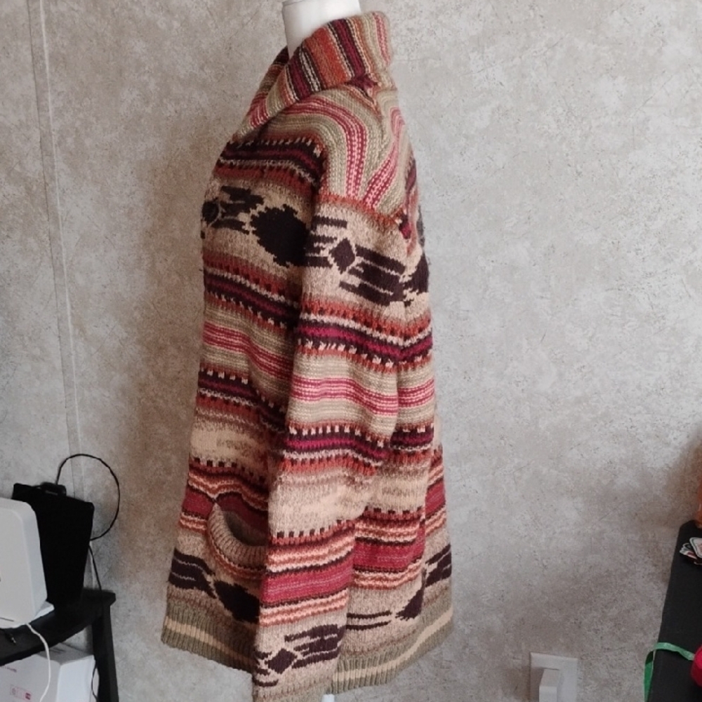 American Eagle Wool Blended Cardigan Sweater,Aztec/ Cozy, Size XXL - Picture 6 of 10